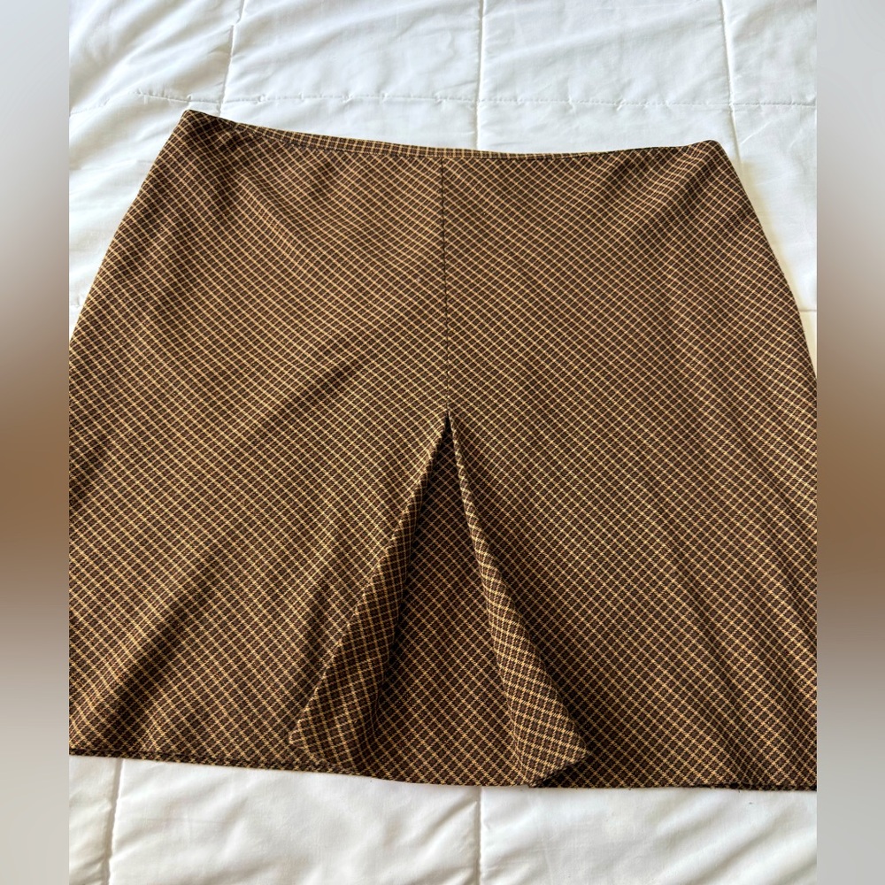 Vintage Old Navy 8 Brown Plaid Mini Skirt 90’s Preppy Academia Grunge Pleated